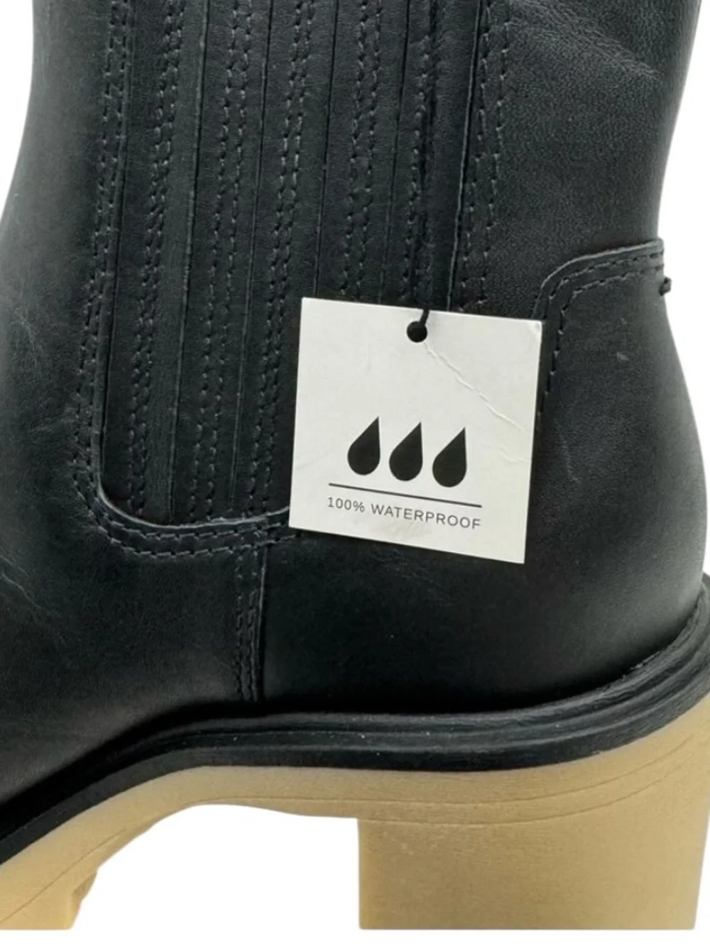 Dolce Vita Caster H2O Black Leather Waterproof Lug Sole Boot 8.5 NIB